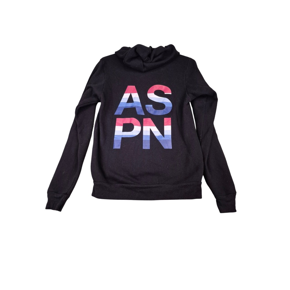 SoulCycle Staff Zip Up Hoodie Womens Small Black Aspen ASPN Graphic Sweatshirt